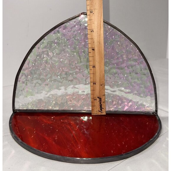 Stained leaded Glass Red & Iridescent Decorative set for sun catchers garden - Picture 4 of 5